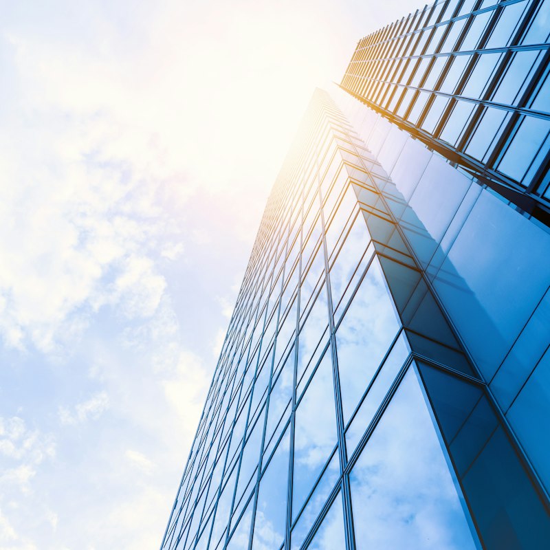 Tall corporate office building exterior