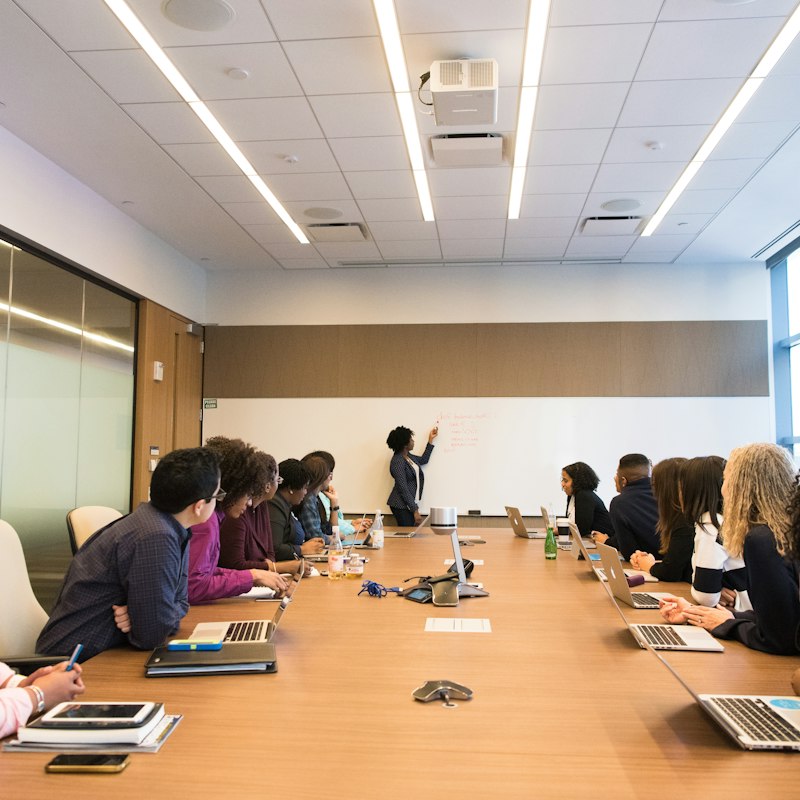 Team meeting around a conference table