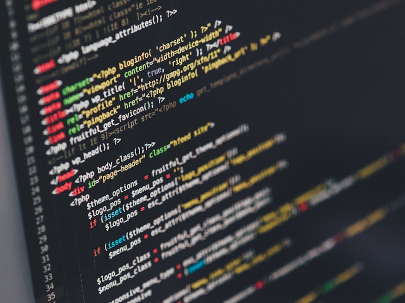 Monitor displaying software code in an editor